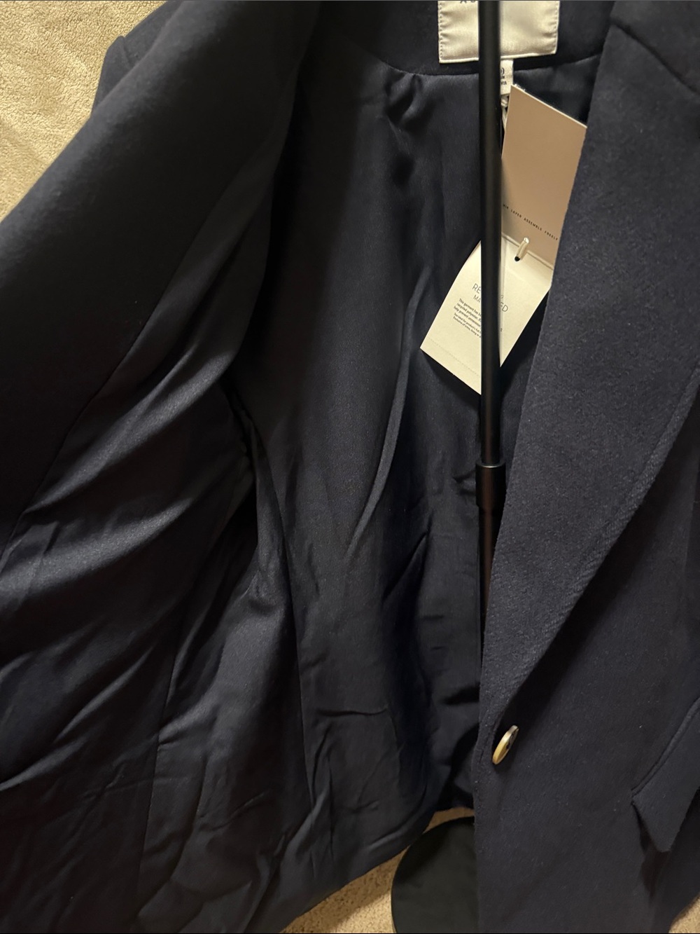 Navy Single-Brested Blazer with Ribbed Cuffs - Picture 6 of 6